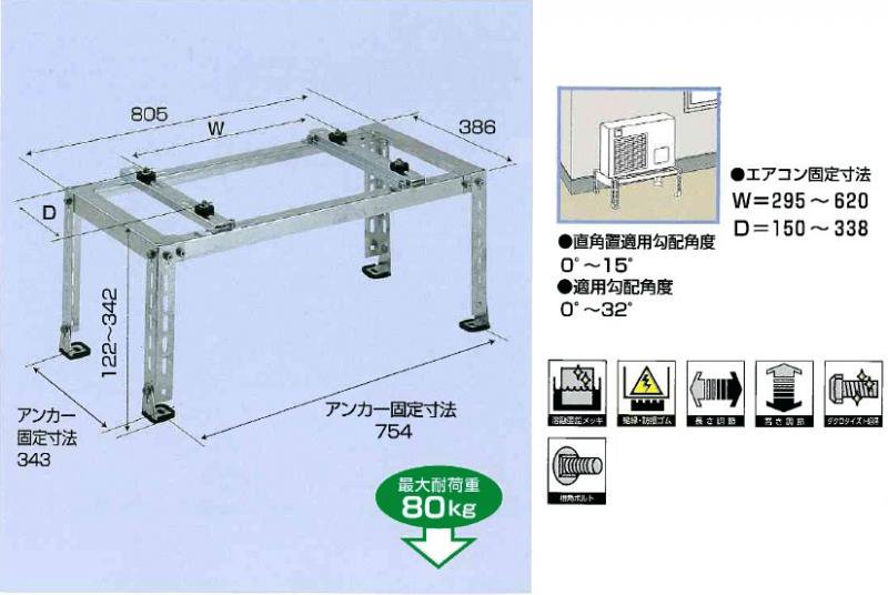 B-HM3平地・傾斜置用架台（溶融亜鉛メッキ仕上げ）-空調のことならエアコン部材・空調部材の空調.comエアコンボーイ