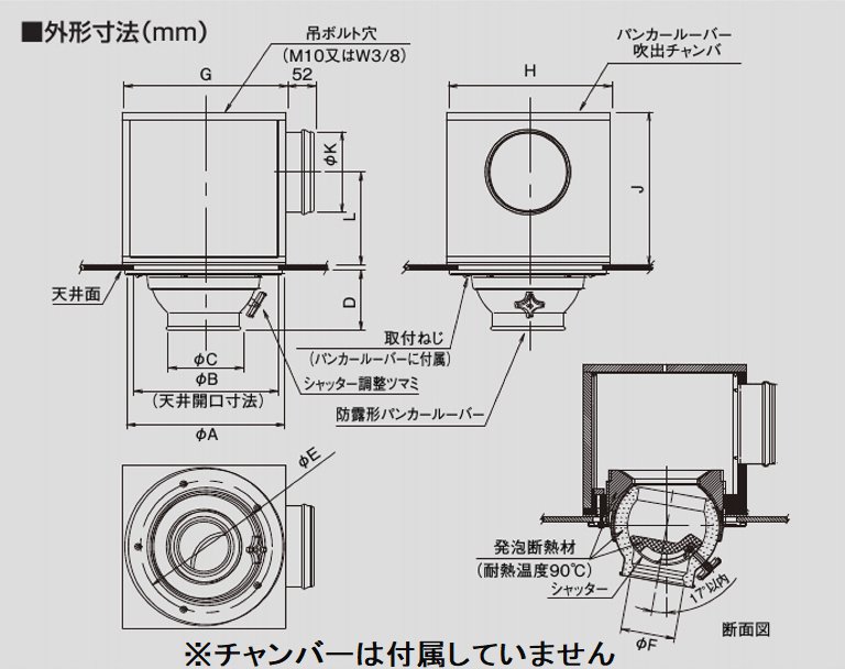 公式ショップ】 フカガワ ノズル型吹出口＃8 パンカールーバー