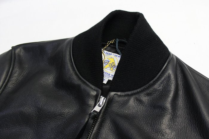 ★GB SPORT / #3923 SLIMFIT COW LEATHER MA-1 BOMBER JACKET ( BLACK ) -  REDWOOD by UNION SQUARE CORP. Estabrished 1979