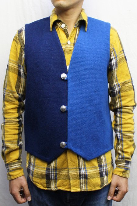 ★CENTINELA TRADITIONAL ARTS / 別注 CRAZY PATTERN CHIMAYO VEST  (INDIGO/ROYAL/BLACK) - REDWOOD by UNION SQUARE CORP. Estabrished 1979