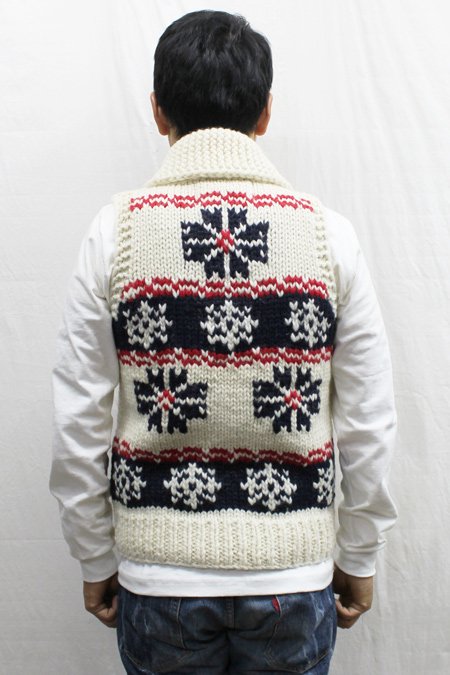 ★ Kanata(カナタ) カナディアン・カウチンセーター REDWOOD別注 SNOW COWICHAN VEST(WHITE / NAVY /  RED) 雪柄