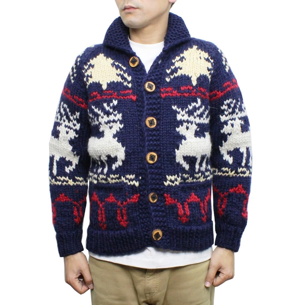 ★ Kanata(カナタ) カナディアン・カウチンセーター 2019年 REDWOOD別注 DEER COWICHAN SWEATER(NAVY /  WHITE / RED / BEIGE) 鹿柄