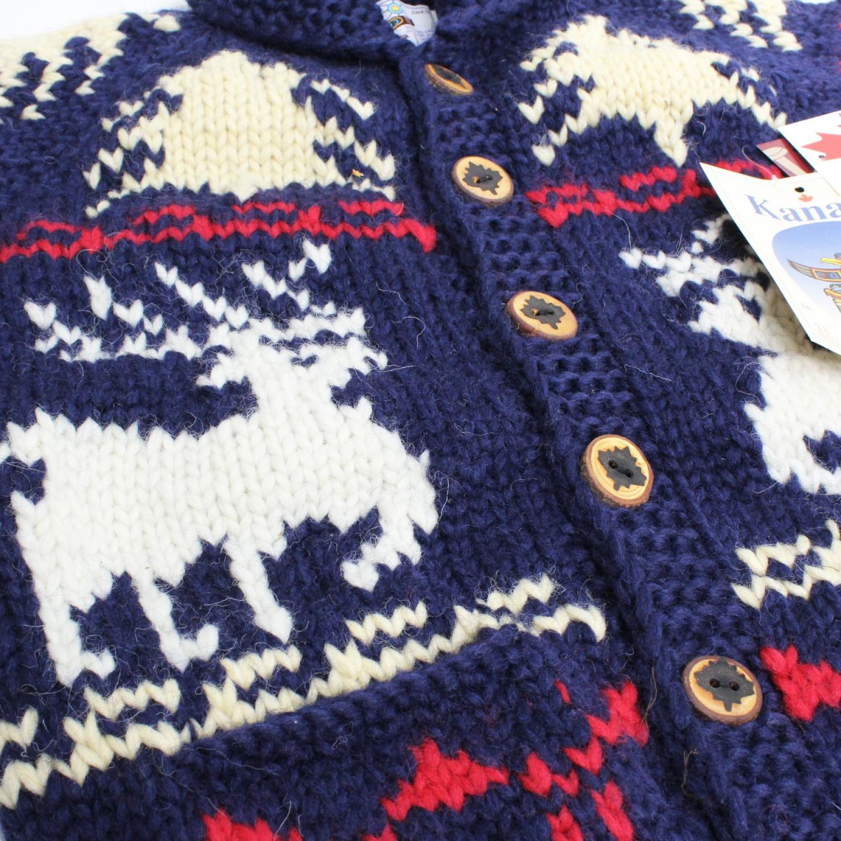 ★ Kanata(カナタ) カナディアン・カウチンセーター 2019年 REDWOOD別注 DEER COWICHAN SWEATER(NAVY /  WHITE / RED / BEIGE) 鹿柄