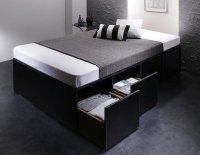 衣装ケースも入る大容量デザイン収納ベッド SCHNEE シュネー 布団が使えるベッド