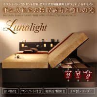 大型モダン棚コンセント照明フロアローベッド【ENTRE】アントレ ベッド