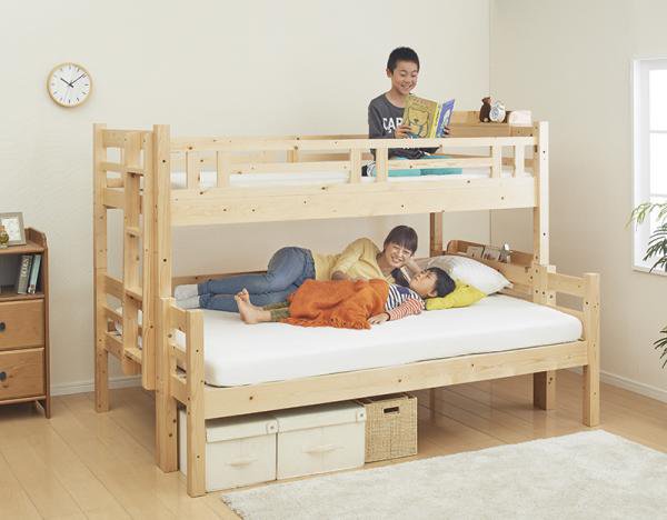 ダブルサイズになる・添い寝ができる二段ベッド【kinion】キニオン ベッドフレーム シングルベッド 子供ベッド