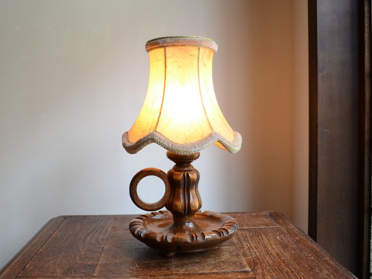 アンティーク シェード付 木製テーブルランプ（H27cm）｜アンティーク照明・ランプ｜CHELSEA antique＆decoration（チェルシー）