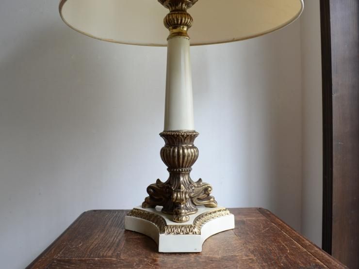 ヴィンテージ 楕円シェード2灯テーブルランプ（H73cm）｜アンティーク