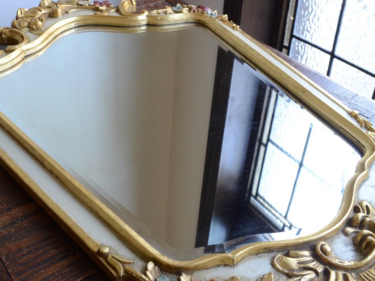 インテリア小物ヴィンテージ アンティーク 花 壁掛け鏡 ウォール