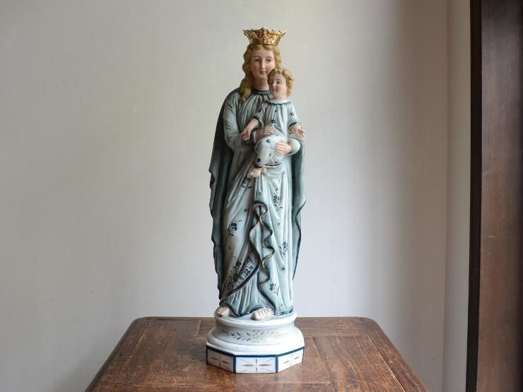 アンティーク マリアモチーフ 陶器オブジェ（H46cm