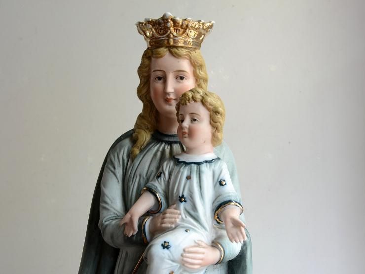 アンティーク雑貨 Maria アンティーク マリアモチーフ 陶器オブジェ（H46cm