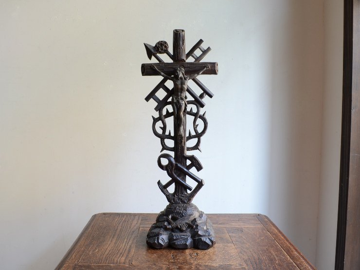 アンティーク 木製クロス（十字架） 卓上オブジェ（H41cm）
