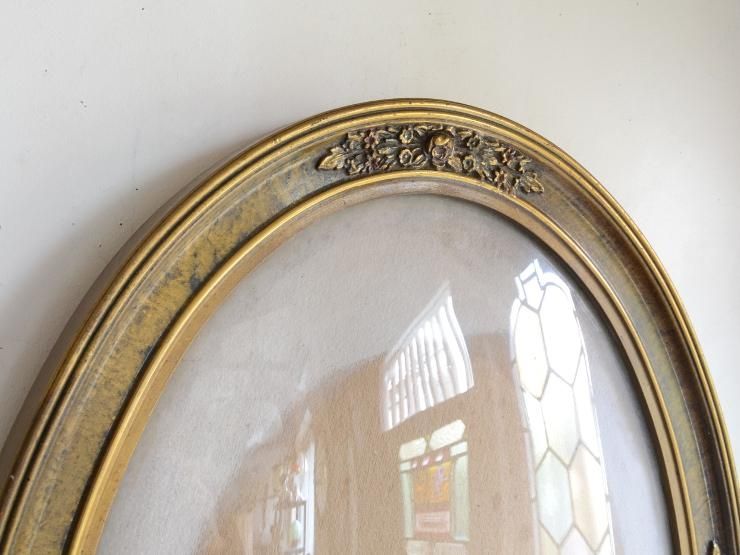 アンティーク ドーム型ガラス 木製フレーム（H57cm