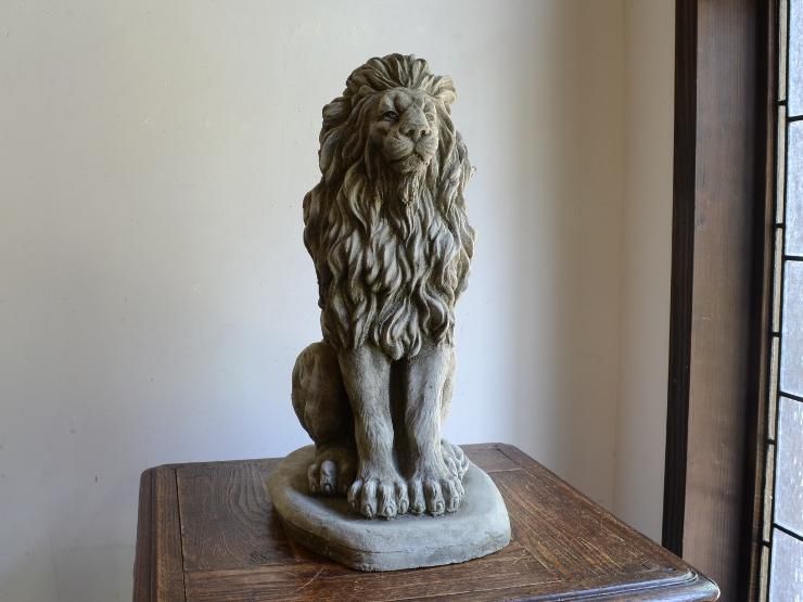ライオン　左向き　ガーデン　オブジェ　置物 ストーン ツインライオン 左向きか右向きをお選びください 送料