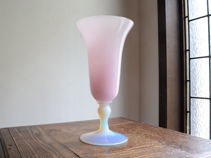 ITALY オパリンガラス フラワーベース（H25cm）｜アンティーク雑貨