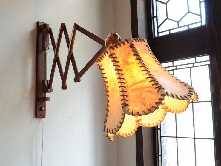 ヴィンテージ シェード付木製シザーウォールランプ｜アンティーク照明・ランプ｜CHELSEA antique＆decoration（チェルシー）
