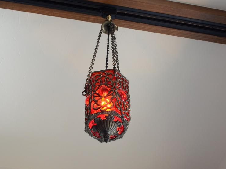 ヴィンテージ ハンギング ランプ / ガラスシェード ヴィンテージ ガラスシェード アイアンハンギングランプ