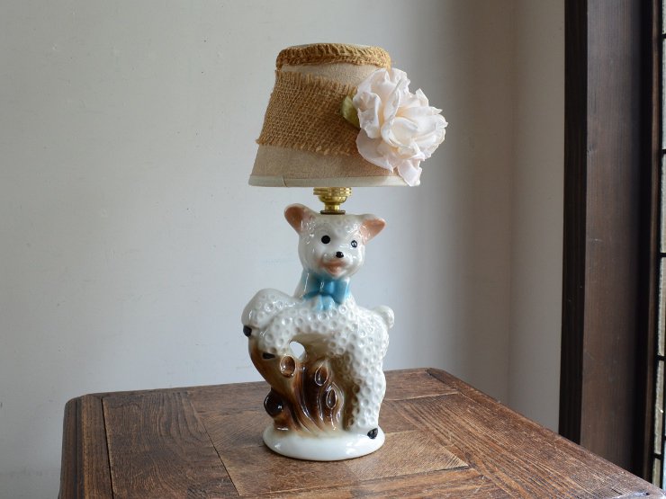 ヴィンテージ 犬モチーフ 陶器テーブルランプ（H33cm）｜アンティーク照明・ランプ｜CHELSEA antique＆decoration