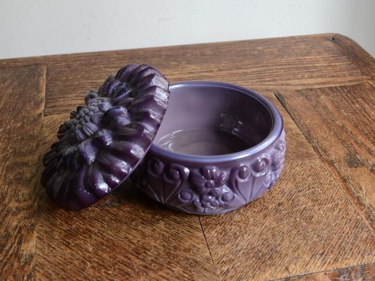 アンティーク ガラス器 小物入れ パープル ヴィンテージ パープル ガラス小物入れ｜アンティーク雑貨｜CHELSEA