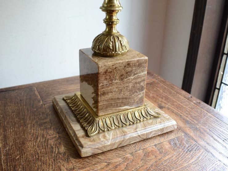 フリンジシェード付 マーブルテーブルランプ（H70cm