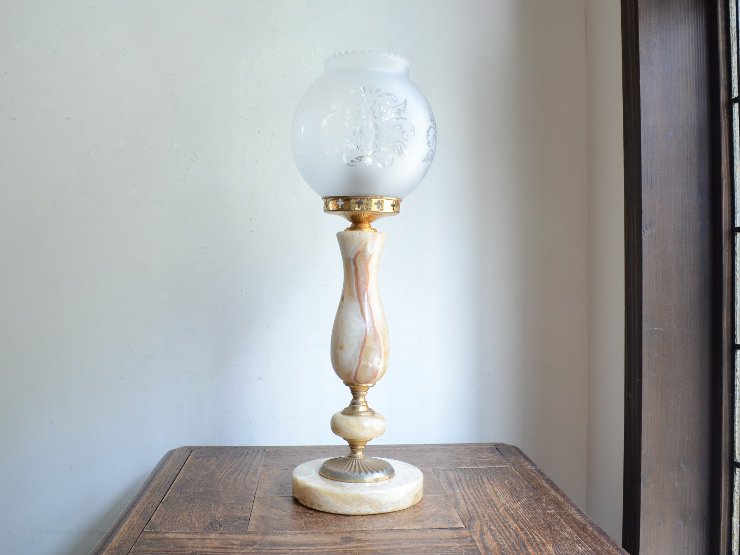ヴィンテージガラス マーブルテーブルランプ（H41.5cm）｜アンティーク 