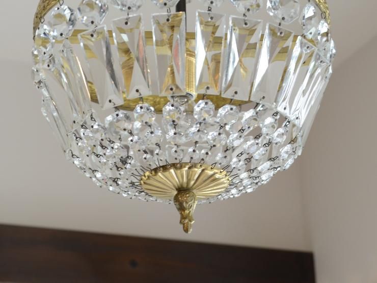 クリスタルガラス アンティーク照明 アンティーク クリスタルガラス ペンダントランプ｜アンティーク