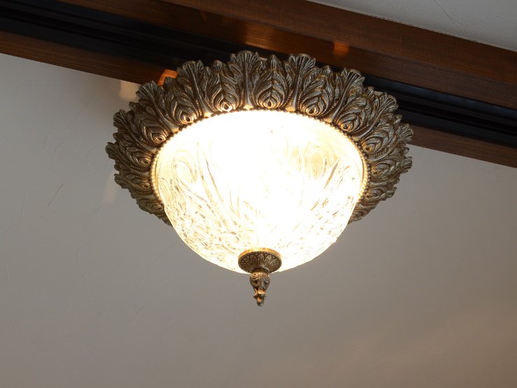 ガラスシェード 2灯真鍮ガラスランプ 天井照明 直付専用 アンティーク照明 ランプ Chelsea Antique Decoration チェルシー