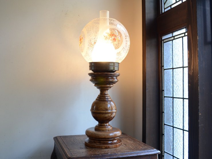 ヴィンテージ オイルランプ型 木製 テーブルランプ ライト 照明-