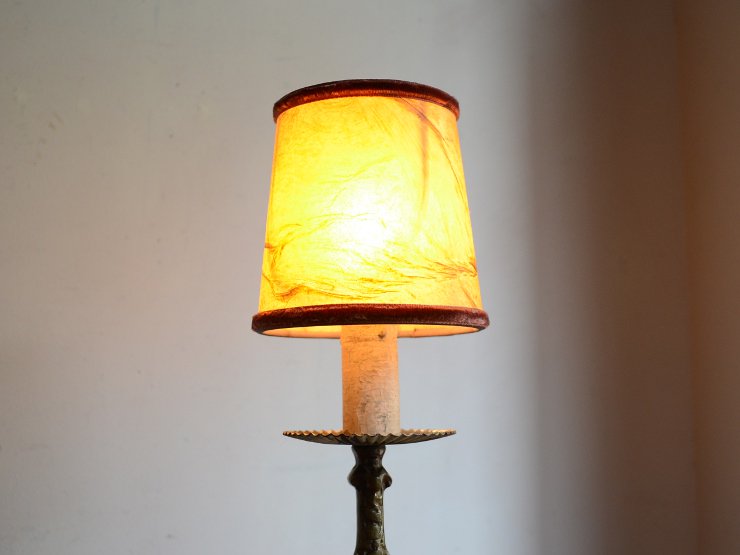 アンティーク シェード付 真鍮テーブルランプ（H30cm）｜アンティーク照明・ランプ｜CHELSEA antique＆decoration
