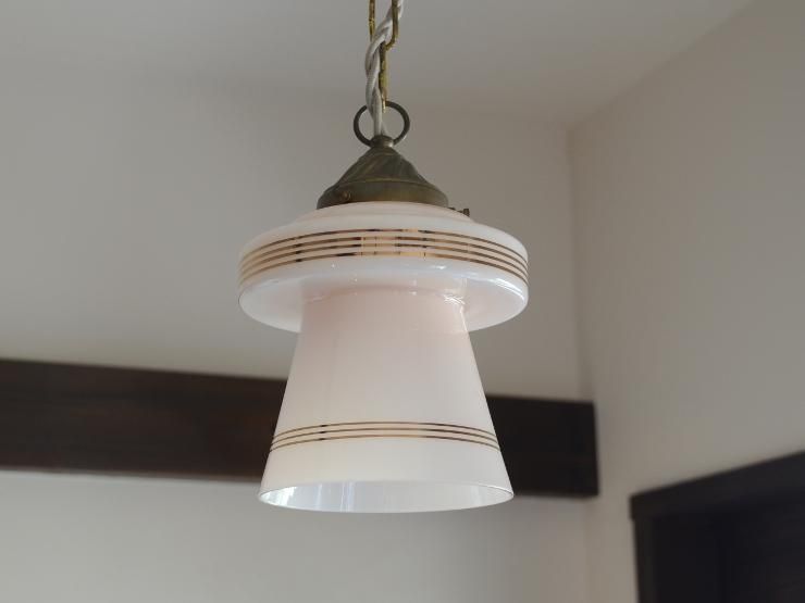 1930年代 アール・デコ ミルクガラス 電気傘 電傘 シェード
