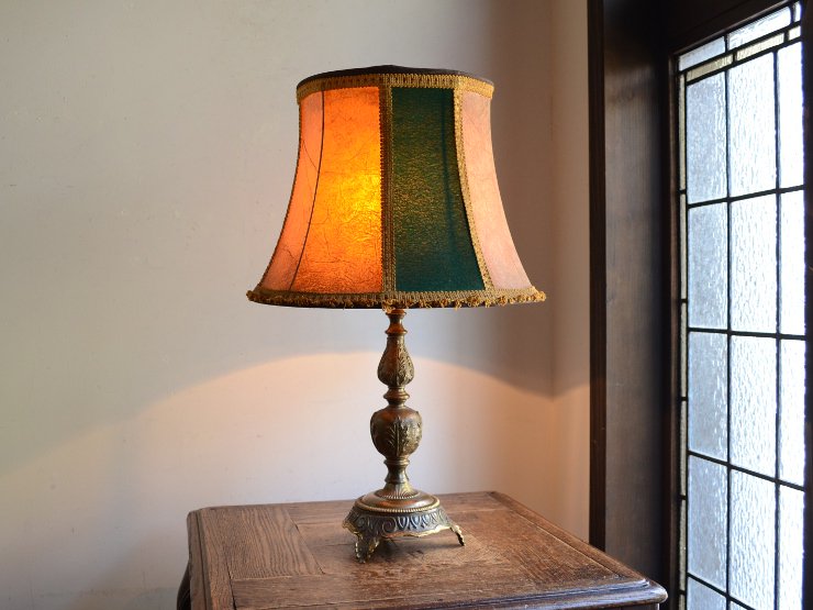 レザーシェード 真鍮テーブルランプ（H48cm）｜アンティーク照明