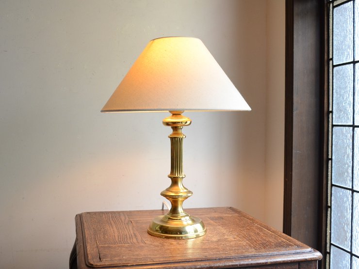 ヴィンテージ シェード付き 真鍮テーブルランプ（H39cm）｜アンティーク照明・ランプ｜CHELSEA  antique＆decoration（チェルシー）