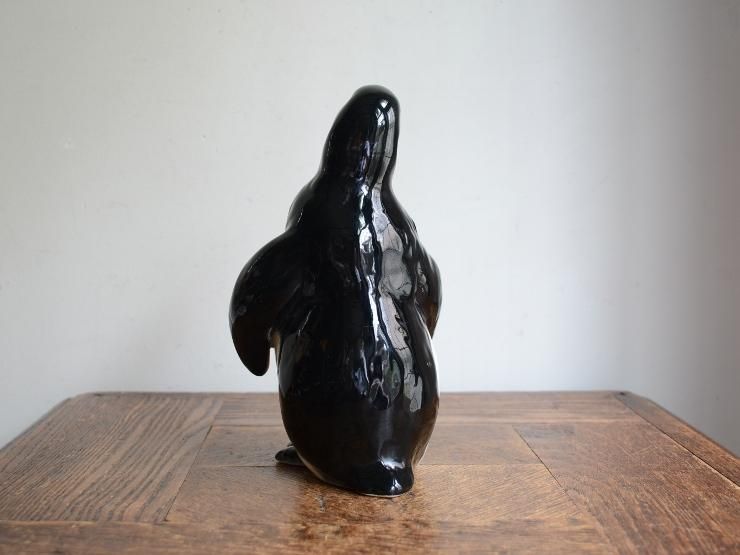 ビンテージ　骨董品　天然木　無垢材　縞黒檀　ペンギン　彫刻　置物　昭和レトロ デンマークヴィンテージ ペンギン 木製オブジェ 置物 北欧雑貨