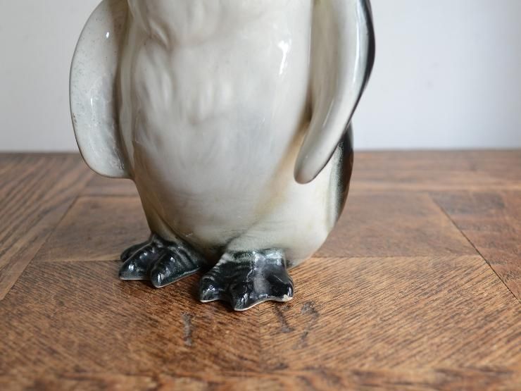 ビンテージ　骨董品　天然木　無垢材　縞黒檀　ペンギン　彫刻　置物　昭和レトロ デンマークヴィンテージ ペンギン 木製オブジェ 置物 北欧雑貨