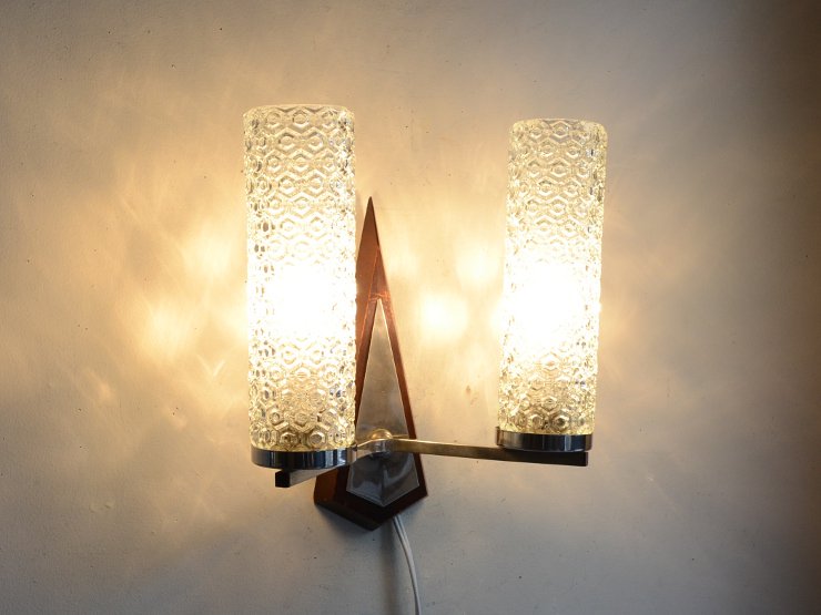 ヴィンテージ ガラスシェード 木製2灯ウォールランプ アンティーク照明 ランプ Chelsea Antique Decoration チェルシー