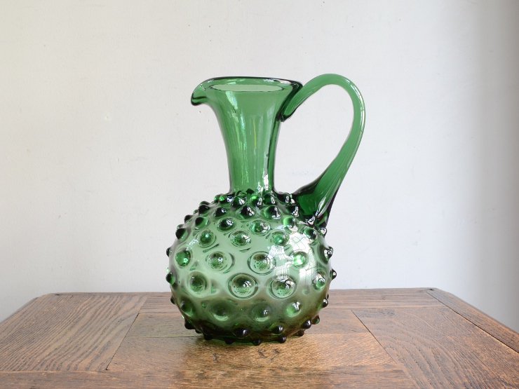 花瓶 ガラス フラワーベース グリーン 緑 ビンテージ アンティーク  美品