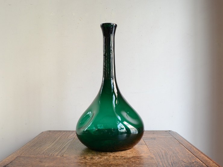 偉大な ビンテージ [PF-5] グリーンガラスフラワーベース - 花瓶