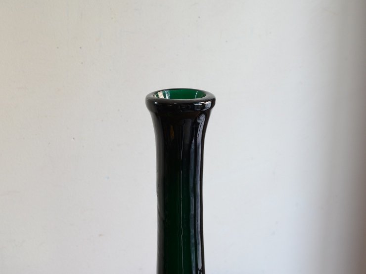 ヴィンテージグリーンガラス フラワーベース (H27.5cm) ｜アンティーク 