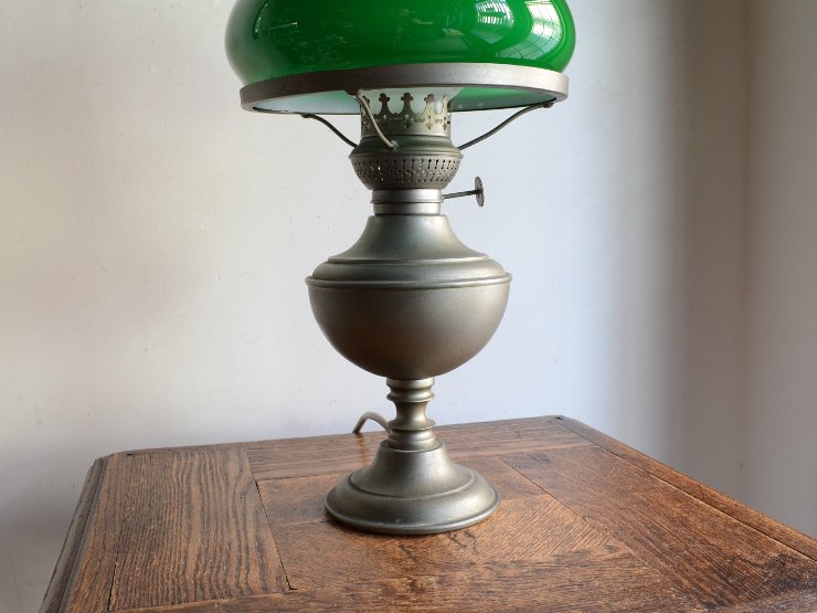 ヴィンテージ グリーンガラス オイルランプ型 テーブルランプ（H48cm 