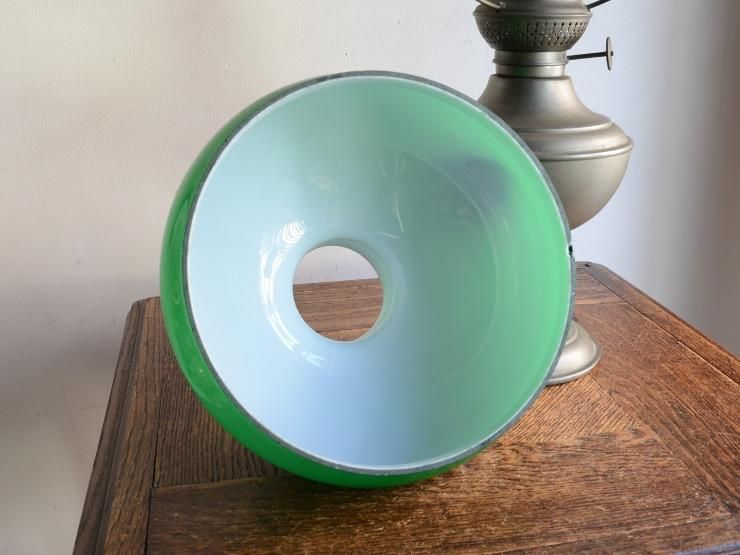 ヴィンテージ グリーンガラス オイルランプ型 テーブルランプ（H48cm