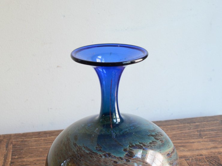 ヴィンテージ デザインガラス フラワーベース（H15cm）｜アンティーク 