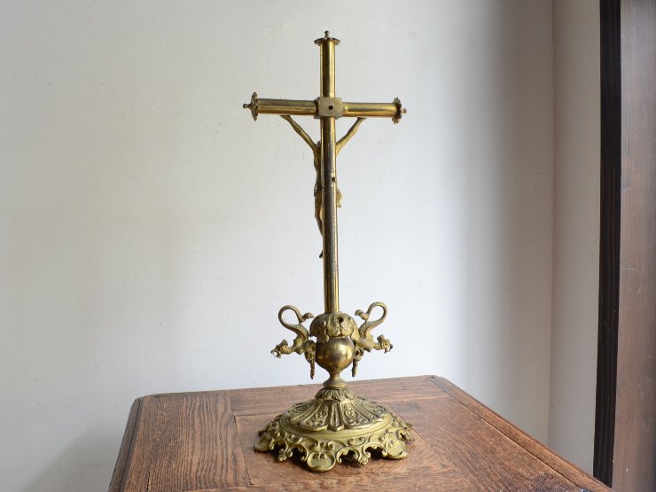アンティーク クロス（十字架） 真鍮卓上オブジェ（H41.5cm）｜アンティーク雑貨｜CHELSEA antique＆decoration（チェルシー）