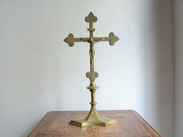 アンティーク クロス（十字架） 真鍮卓上オブジェ（H41.5cm）｜アンティーク雑貨｜CHELSEA antique＆decoration（チェルシー）