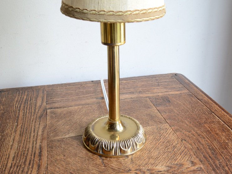 ヴィンテージ プリーツシェード付 真鍮テーブルランプ（H30cm 