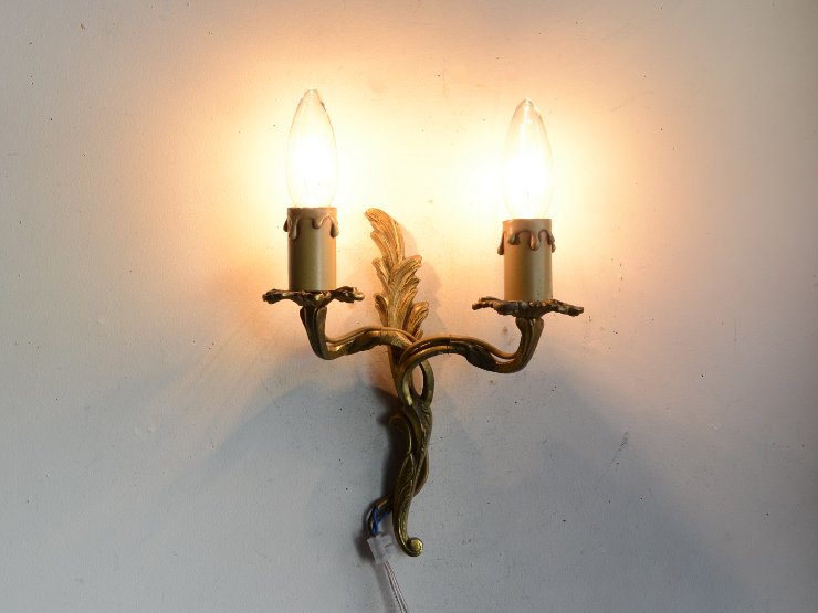 ヴィンテージ 真鍮2灯ウォールランプ｜アンティーク照明・ランプ 