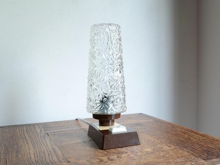 ヴィンテージ カットガラス テーブルランプ (H22cm)｜アンティーク照明