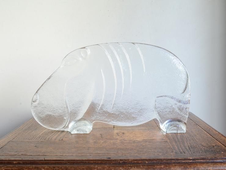 ヴィンテージ　ガラス　オブジェ　置物 ヴィンテージ かばモチーフ ガラスオブジェ｜アンティーク雑貨