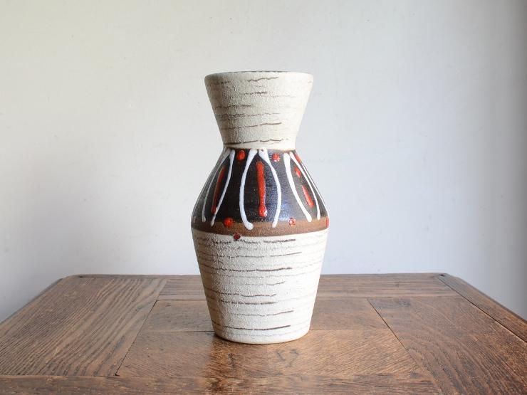 ヴィンテージ 陶器フラワーベース（H18cm）｜アンティーク雑貨