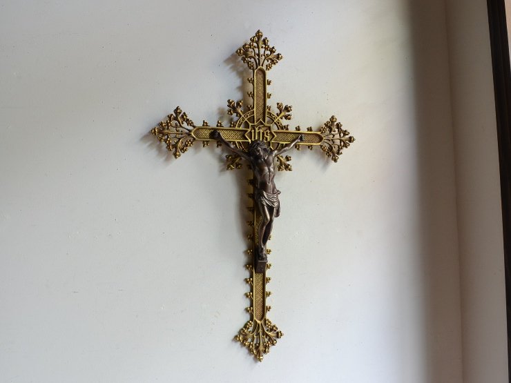 アンティーク真鍮クロス（十字架）ウォールデコレーション（H59cm