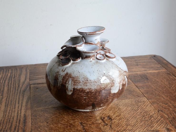 花器　陶器 ヴィンテージ 陶器フラワーベース（H12cm）｜アンティーク雑貨